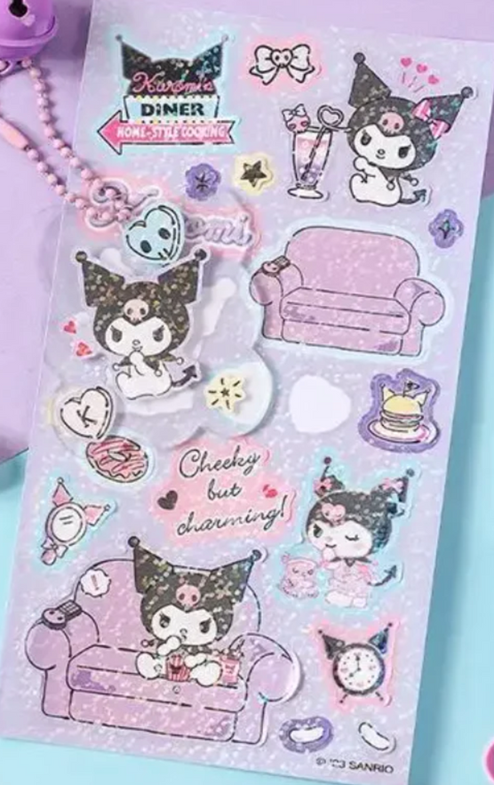 Kuromi Glittery Sticker Sheet