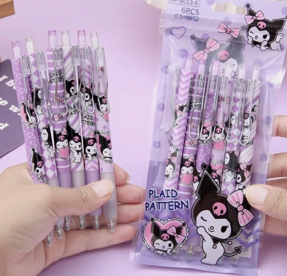 Kuromi Purple Plaid Pen Pack